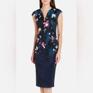 Ted Baker Navy Floral Midi Dress
